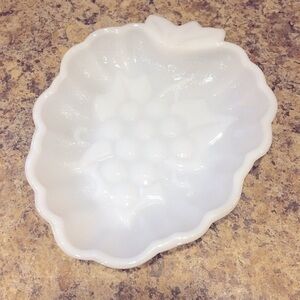 Vintage Milk Glass Grape Serving Dish Trinket Dish